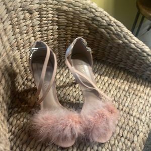 Fluffy pink heels